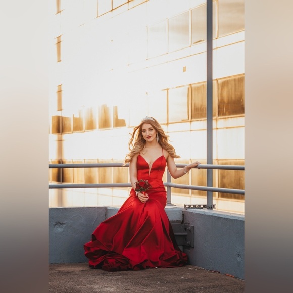 Rachel Allan Couture Style #8408 Burgundy Gown – Size 6 - Picture 7 of 9